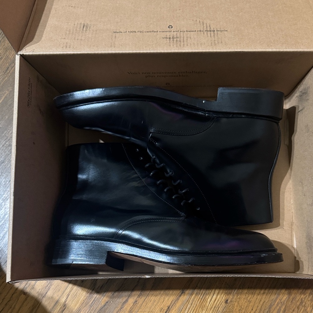 Vince Sleek Black Leather Men's Boots